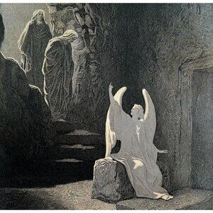 Dore Angel At The Door Sepulchre Engraving 1868 Victorian Religious Art DWEE27